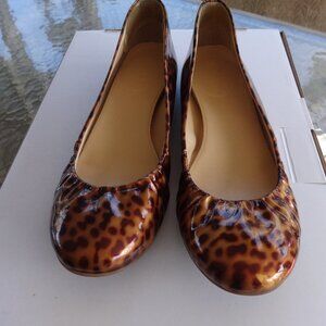 J. Crew Cheetah print leather ballet flats size 7, padded insole, rubber soles,